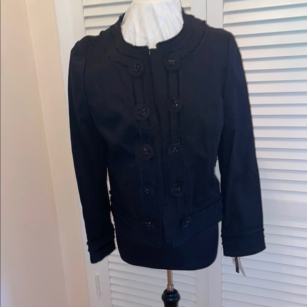 Magashoni Chanel style Black cotton Jacket details in front and sleeves
